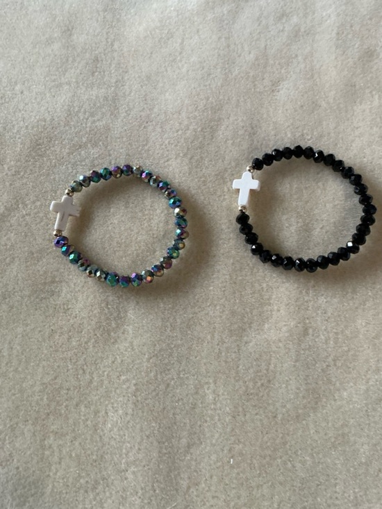 Other - Stretch Bracelet Set with Cross Charm - set of 2